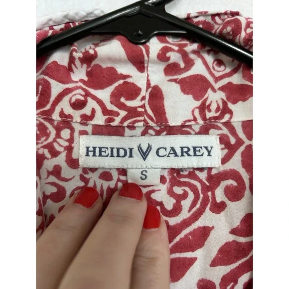 Heidi Carey 100% Cotton 2 Pc Pajama Set Scalloped Trim Red & White Sz Small - Picture 4 of 5